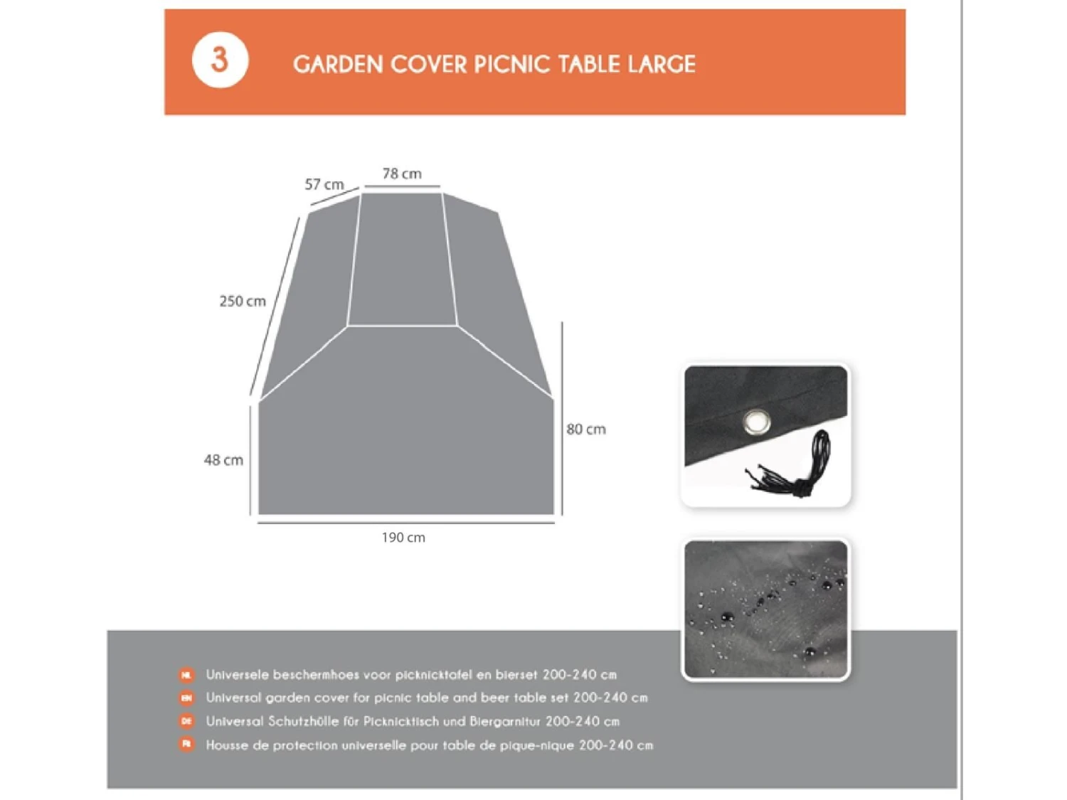 MaximaVida London 200 - 240 Cm Picknicktafel Beschermhoes - Image 3