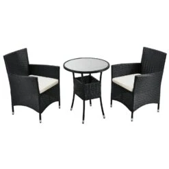 Merkloos Bayamo Polyrotan Zwart Witte Balkonset