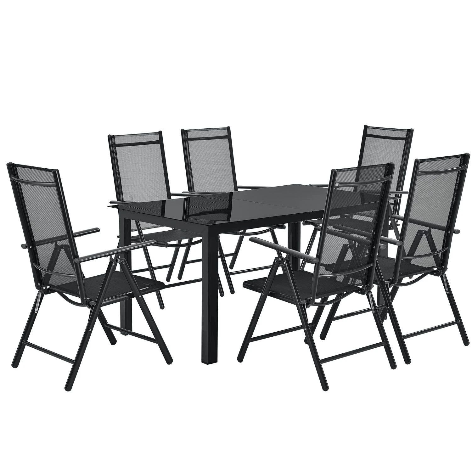 Merkloos Milano Aluminium 7-delige Donkergrijze Diningset