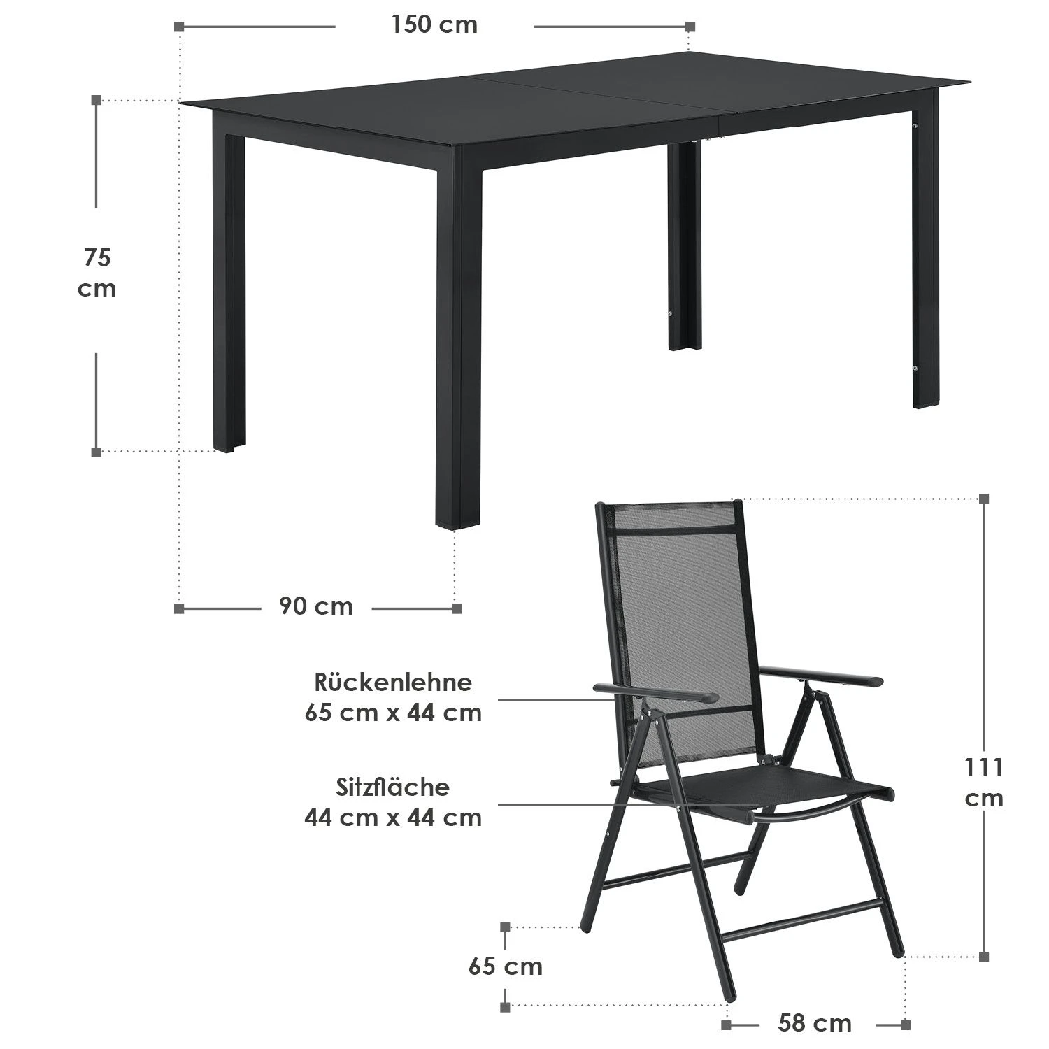 Merkloos Milano Aluminium 7-delige Donkergrijze Diningset - Image 6