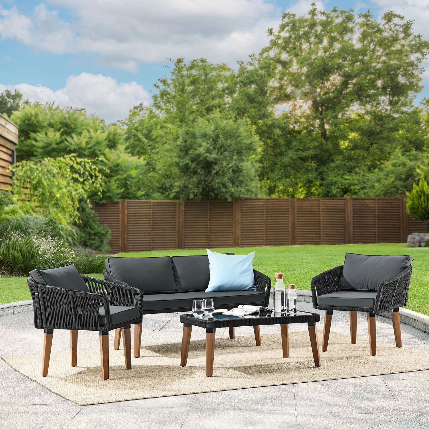 Merkloos Neapel Gevlochten Zwarte Loungeset - Image 2