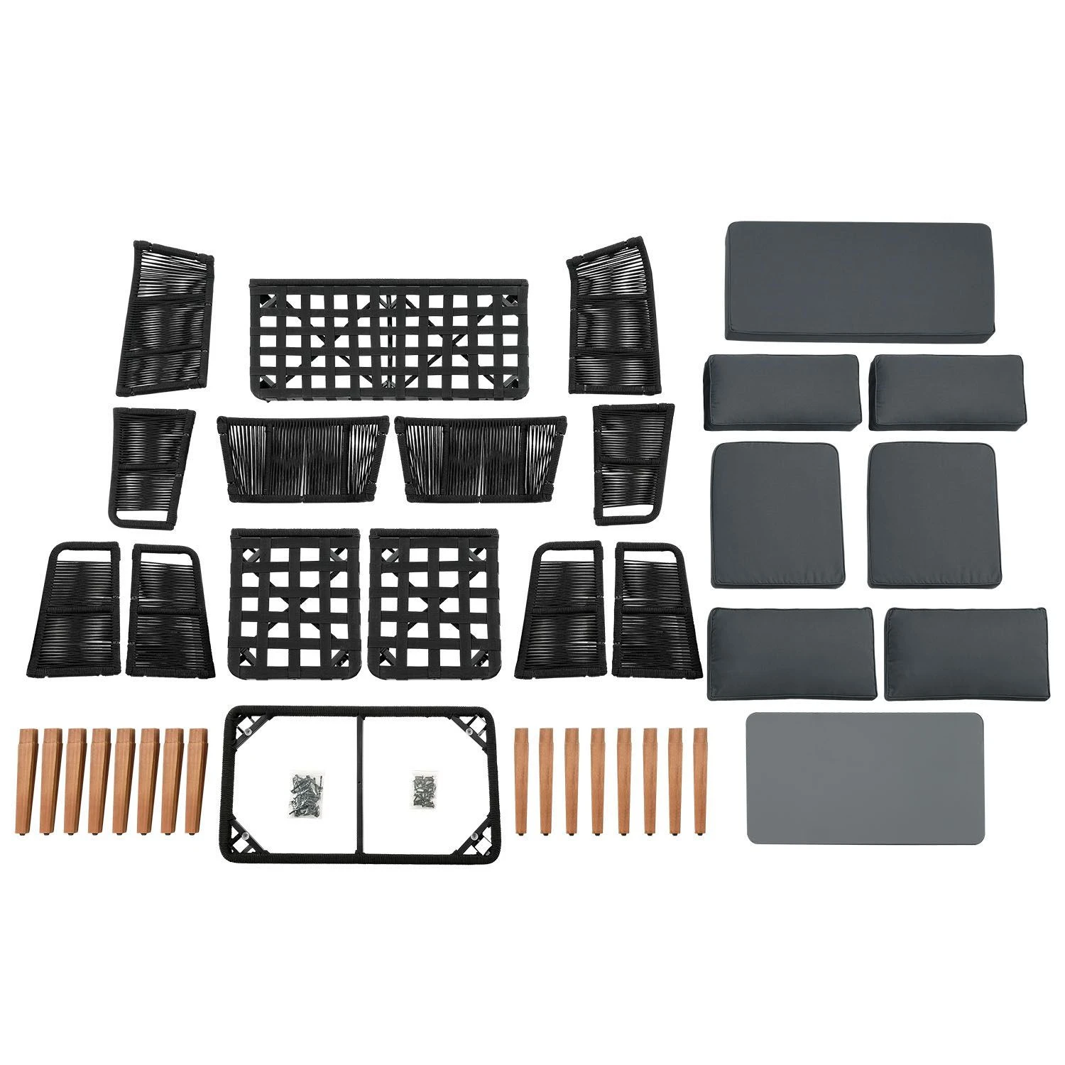 Merkloos Neapel Gevlochten Zwarte Loungeset - Image 5