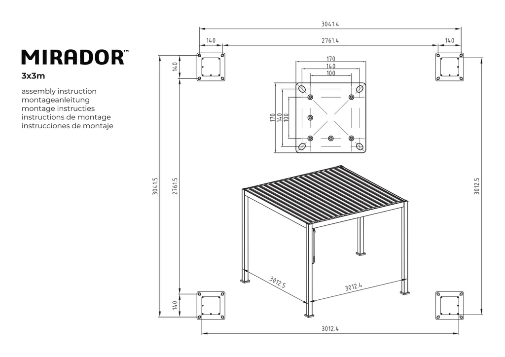 Merkloos Novum Mirador BASIC 300 X 300 Cm Pergola Terrasoverkapping - Grey - Image 6