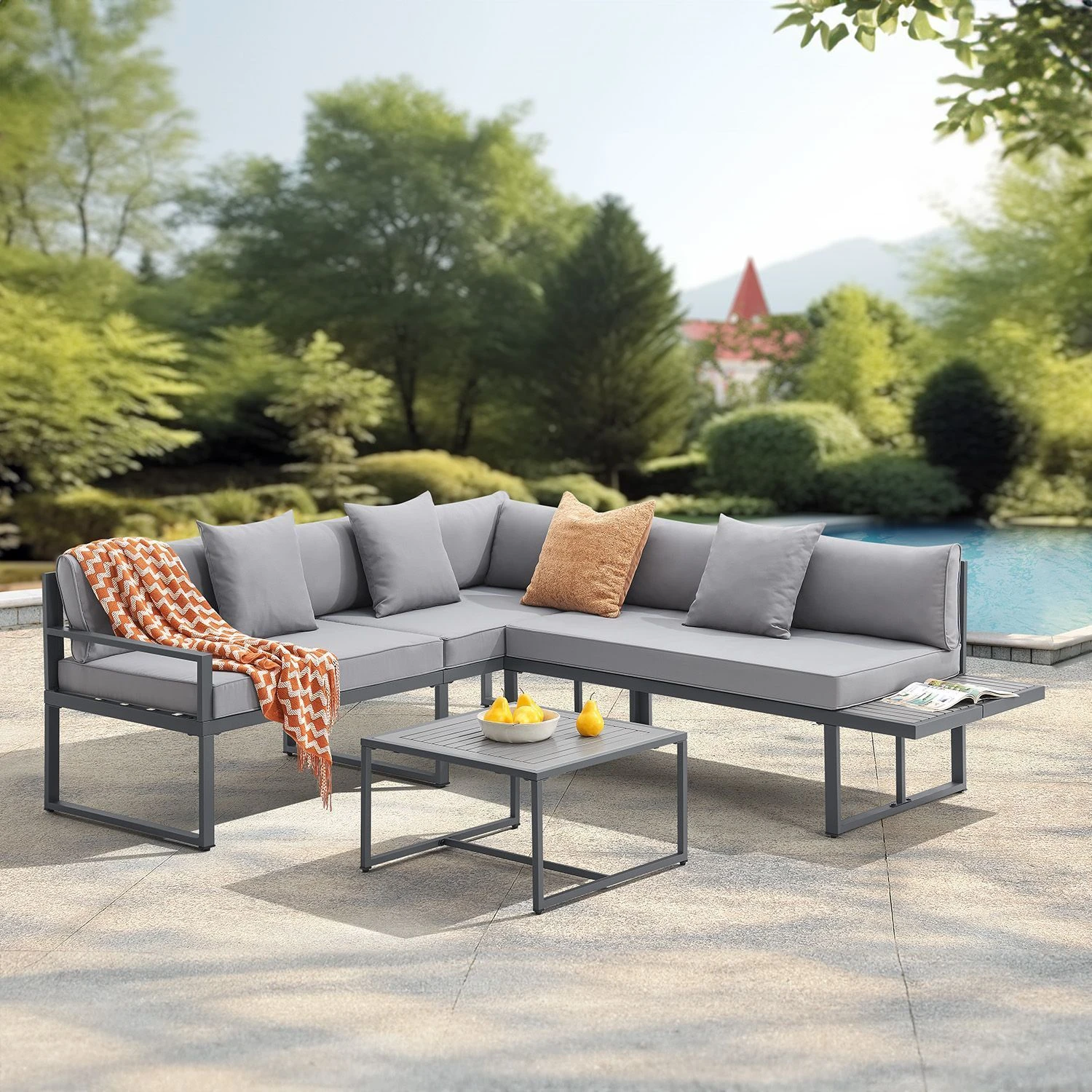 Juskys St. Tropez 4-persoons Loungeset - Anthracite - Image 2