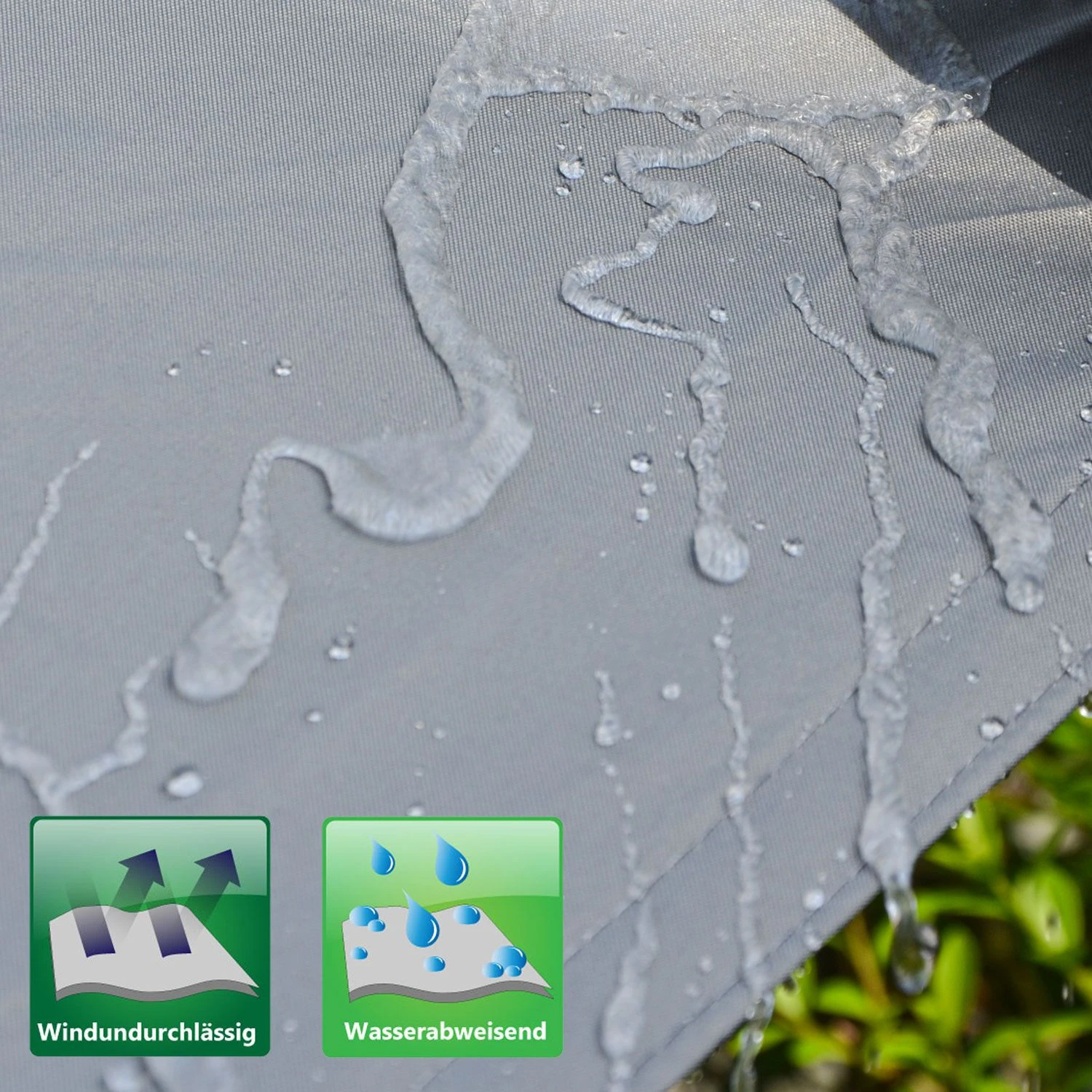 AMANKA 2x2m Grijs Polyester Waterdicht Schaduwdoek - Afbeelding 4