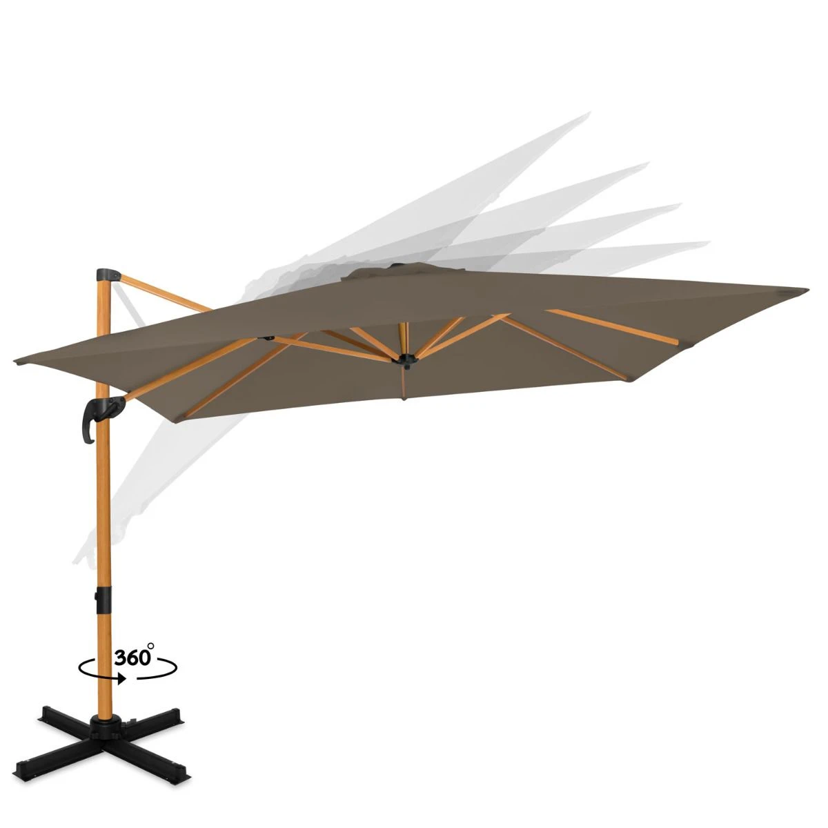 Merkloos VONROC Premium Pisogne 300x300cm Zweefparasol - Taupe - Image 2