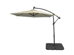 Crème 3m LED Zweefparasol Met Een Eenvoudige Voet