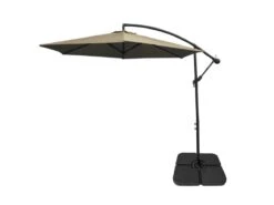 Zweefparasol + Vierkante Basis - Beige