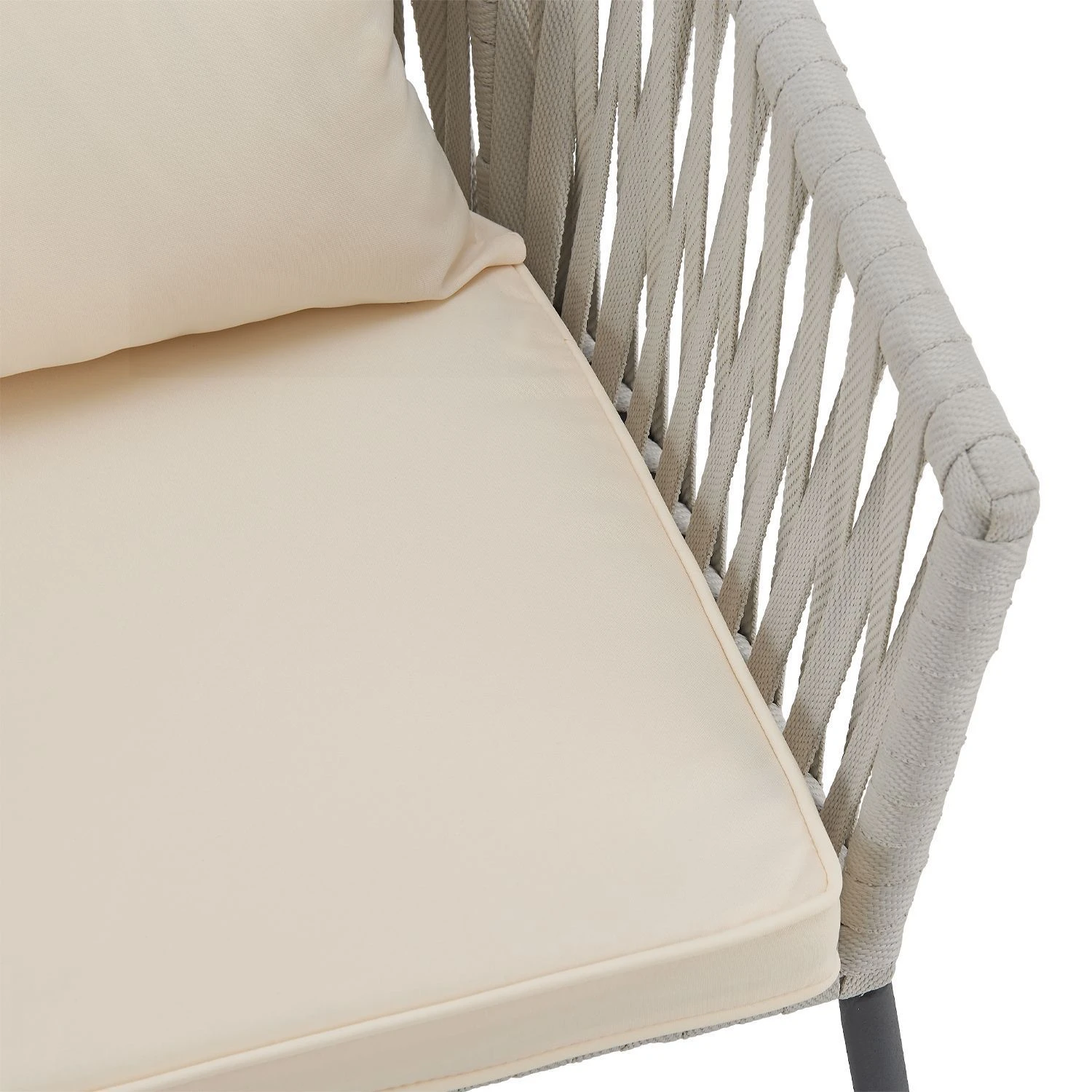 Merkloos Set Van 2 Touwgaas Tuinstoelen Met Rug- En Zitkussens - Image 3