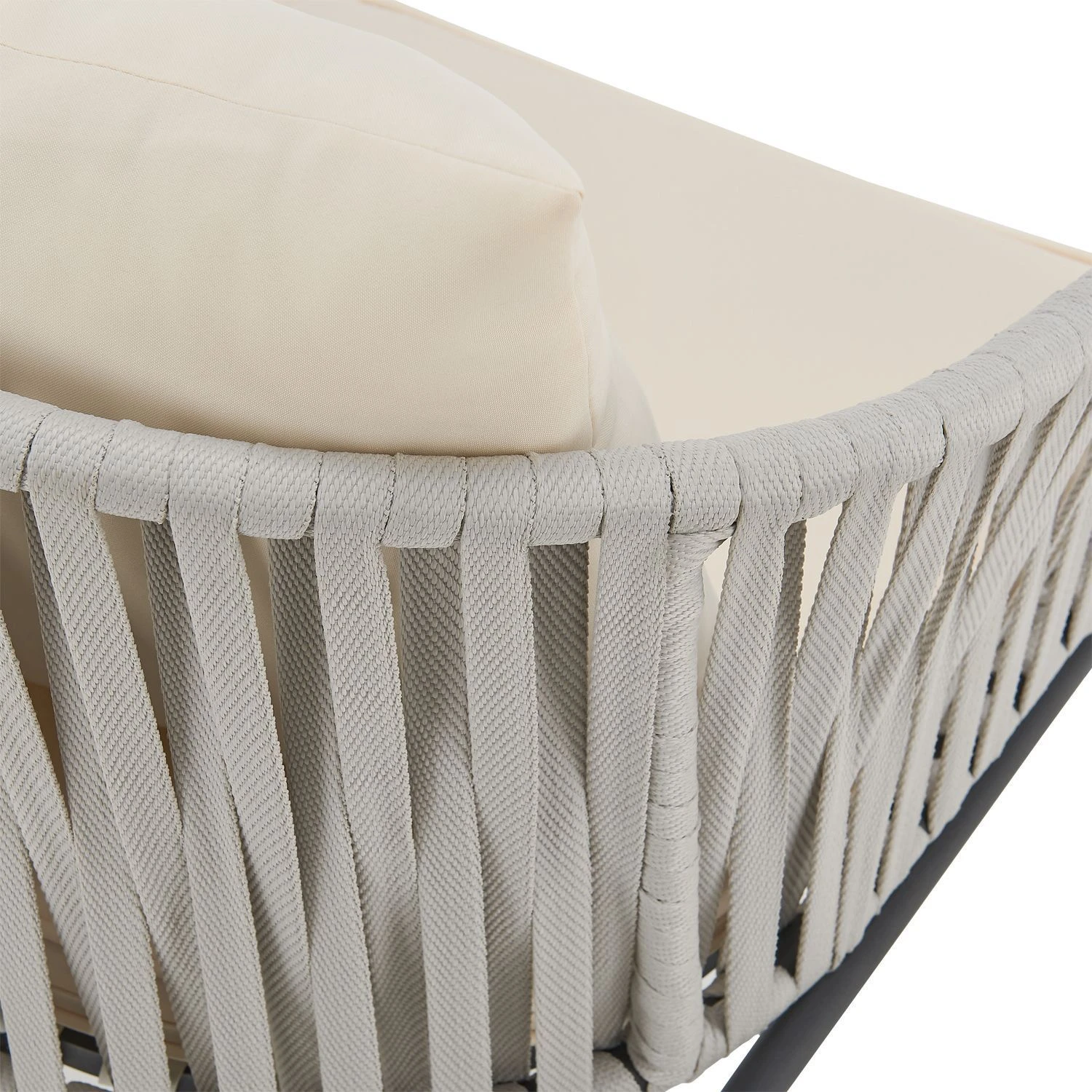 Merkloos Set Van 2 Touwgaas Tuinstoelen Met Rug- En Zitkussens - Image 4