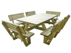 MaximaVida Tallinn 300 Cm Picknicktafel Met 6 Rugleuningen