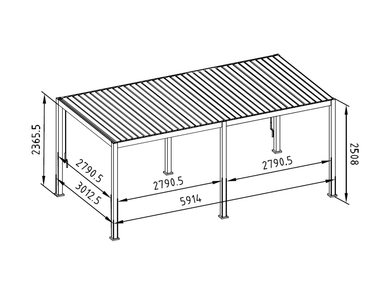 Merkloos Mirador Deluxe 300 X 600 Cm Overkapping - Antraciet - Image 2