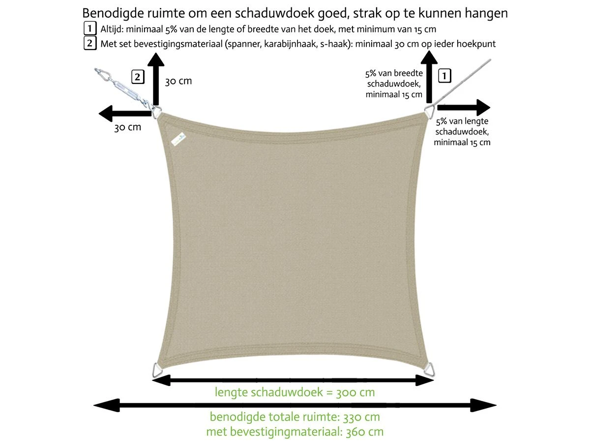 Buitenkado 2.5x4 Beige HPDE Waterdoorlatend Schaduwdoek - Image 5