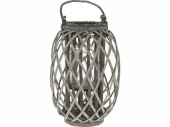 Merkloos H & S Decoration Ø 26 X 40 Cm Rieten Lantaarn - Grey