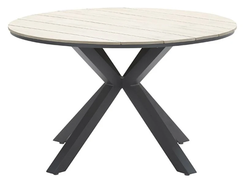 Outdoor Feelings Edson Carbon Black Light Teak Ø 122 Cm Tuintafel